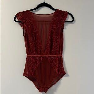 Red Lace & Sheer Bodysuit